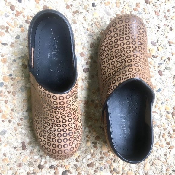 Sanita Original Danish Clog Polka Dot Circles Nurse Comfort Shoes Size 7 - Picture 1 of 10